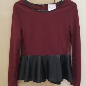 Gorgeous dressy top with leather and lace design